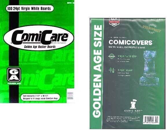100 Resealable Golden Comic Bags Polypropylene and Comic Backing Boards
