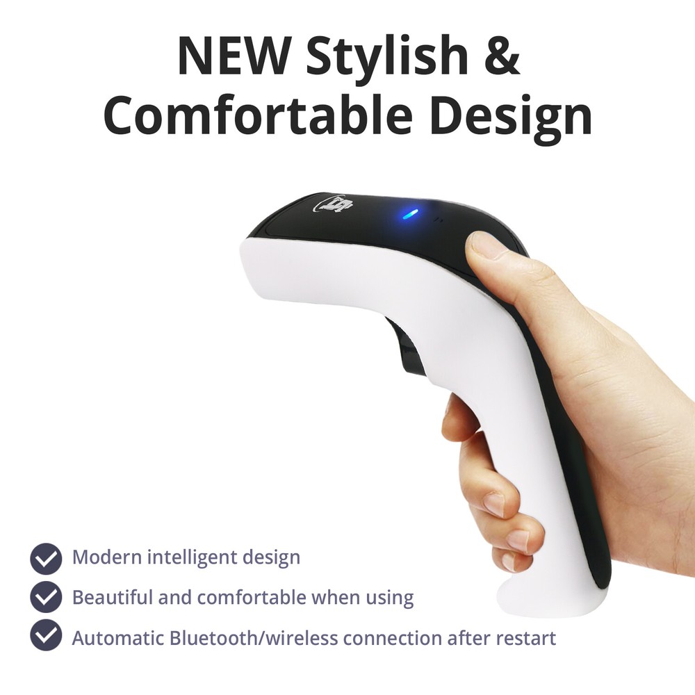 1D/2D Wireless Bluetooth Barcode Scanner: 3-in-1 with stand, USB QR Code Reader