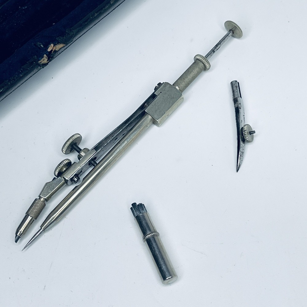 Antique LEMON BROS. Nottingham Draughtsman Tools Technical Drawing Compass Set