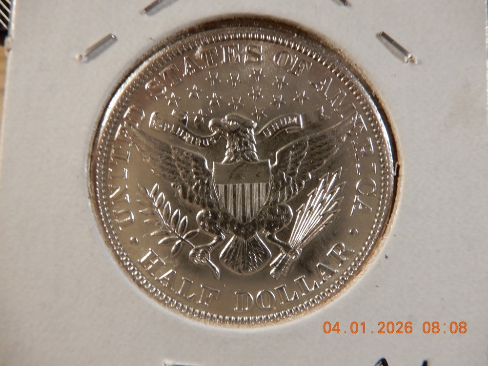 1907 P AU BARBER HALF DOLLAR