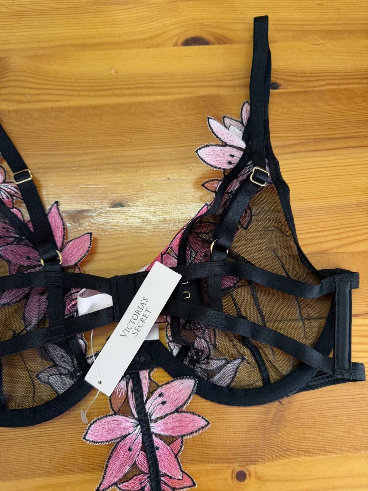 Victoria Secret Lingerie Teddy One Piece Bodysuit Black Pink Ziggy Glam Floral