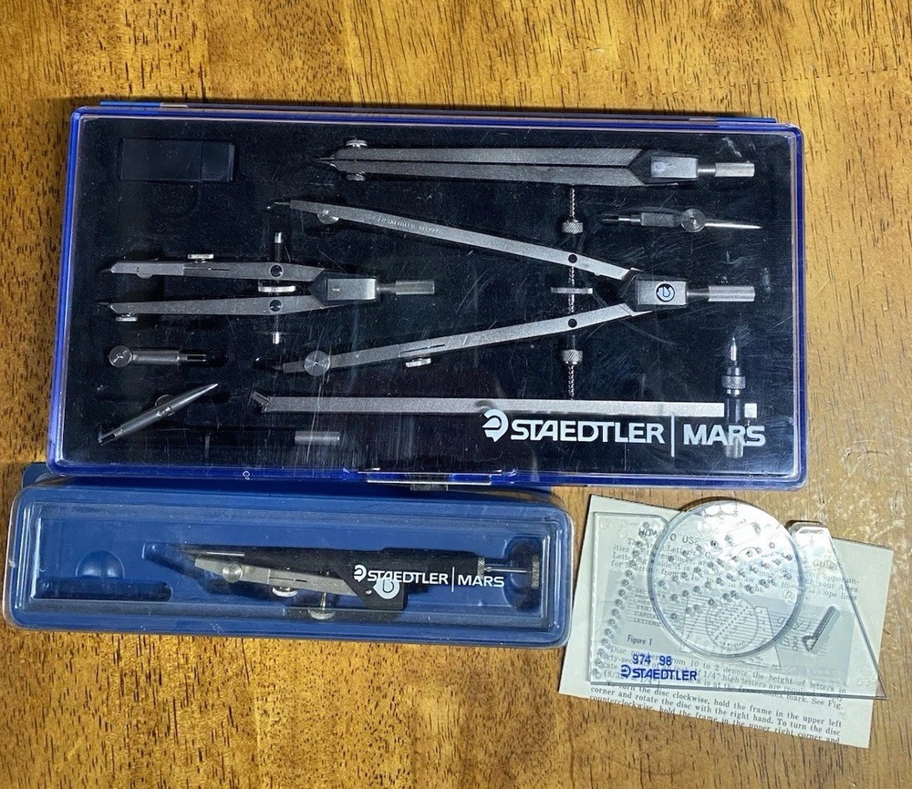 Staedtler Mars Drafting/Drawing Set With Ames Lettering Guide Made In Germany