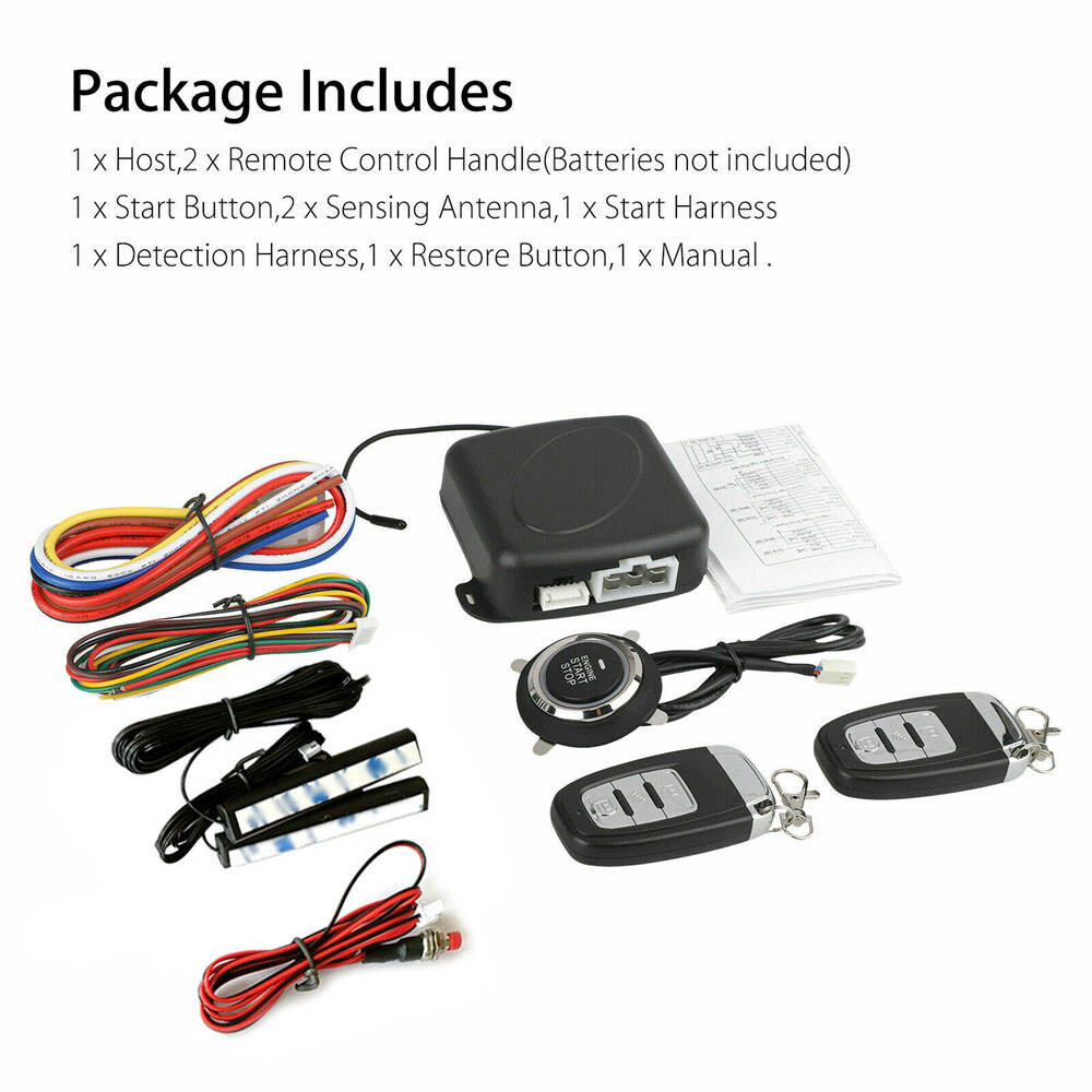 Car Keyless Entry Engine Start Alarm System Kit Push Button Remote Start Stop