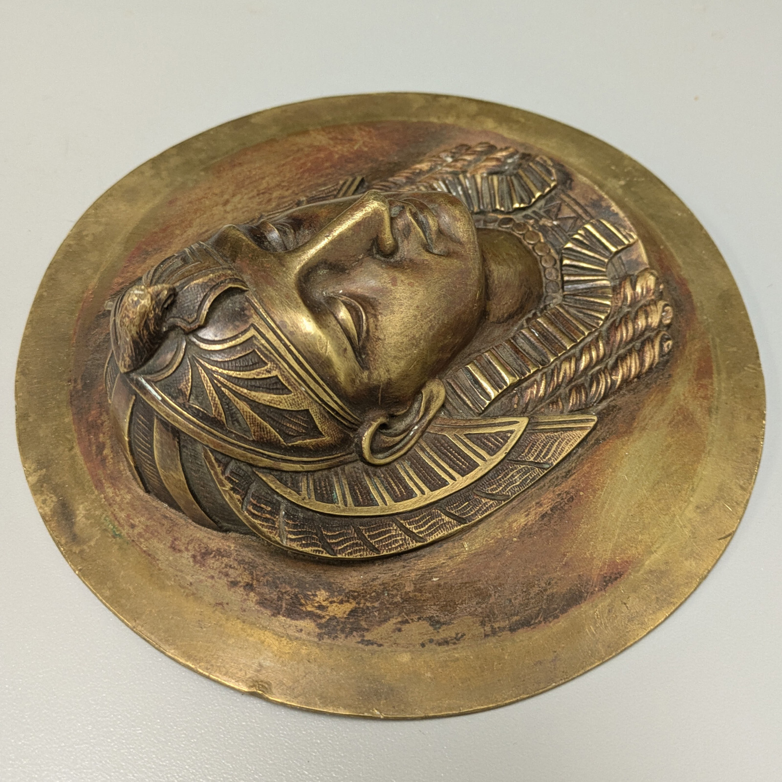 P.E. Guerin NY Egyptian Pharaoh Bust Brass Wall Plaque 7” Egypt
