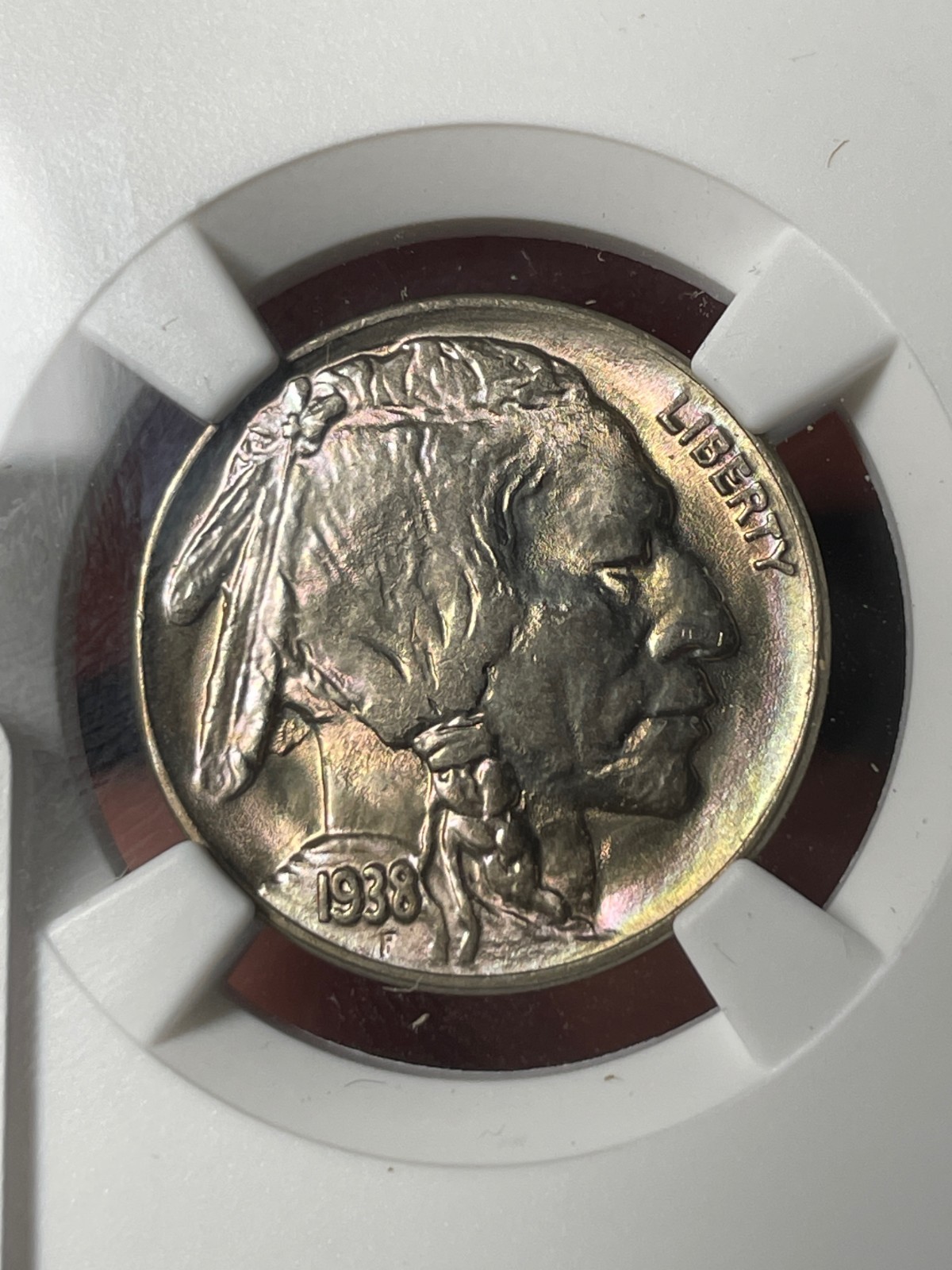 1938-D NGC MS67+ CAC Buffalo Nickel Rainbow Toned