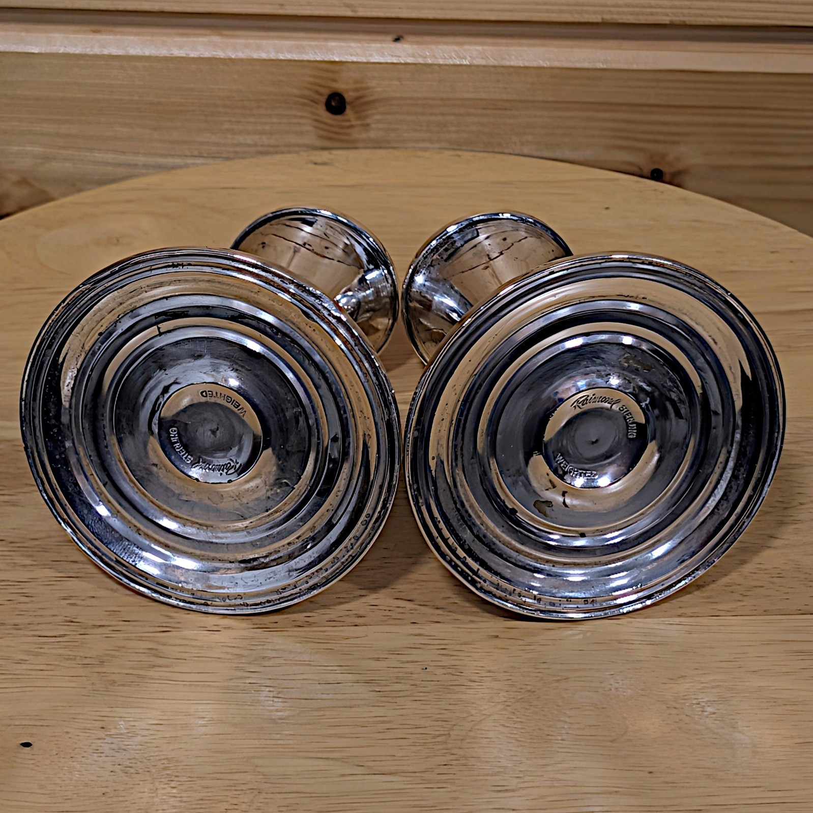 Vintage Raimond Sterling Silver Weighted Candle Holders 3.25 x 4 403 grams NICE