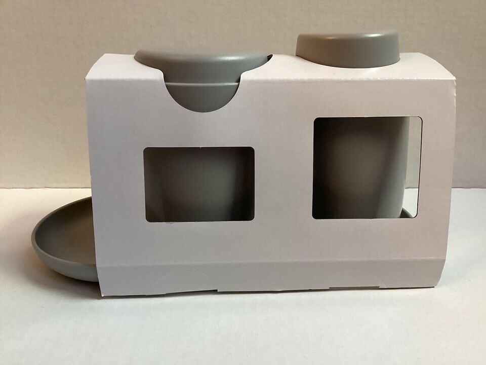Room Essentials~ 3pc Gray Bath Bundle Set: Soap Tray & Pump & Canister