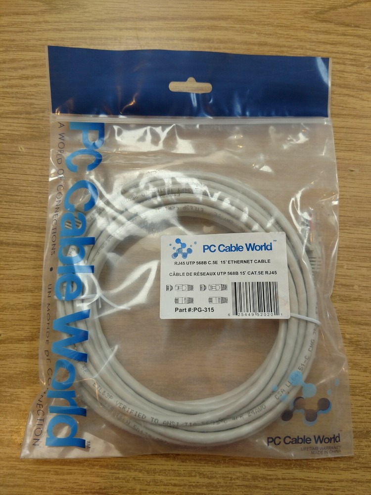 15ft cat 5e ethernet cable PC cable world White RJ45