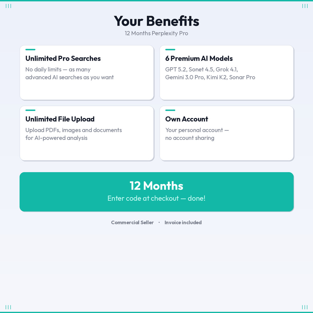 Perplexity Pro 12 Month US AI Plan GPT 5 Claude Gemini Pro Instant Code Delivery