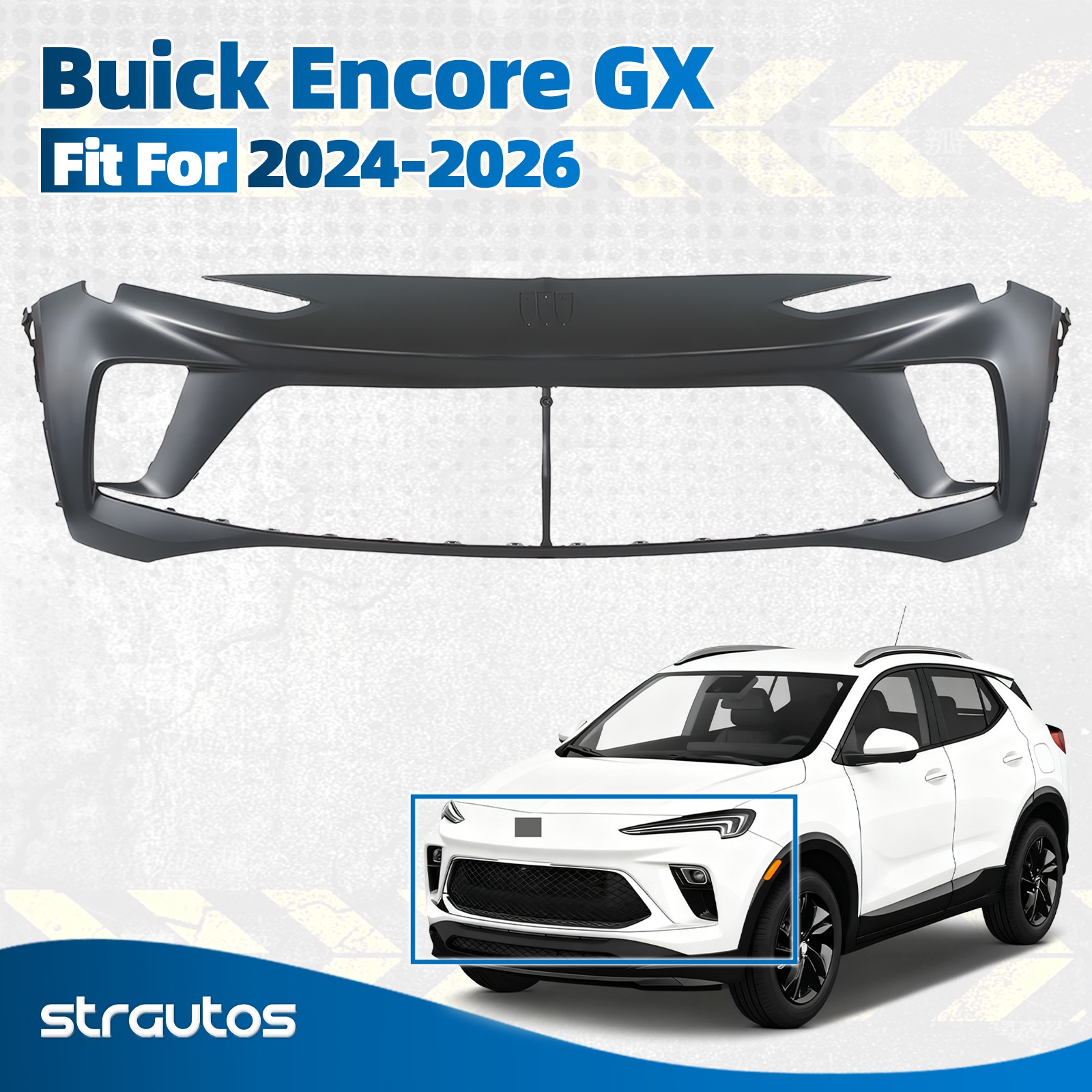 Matte Black Front Upper Bumper Cover For 2024 2025 Buick Encore GX 42871537