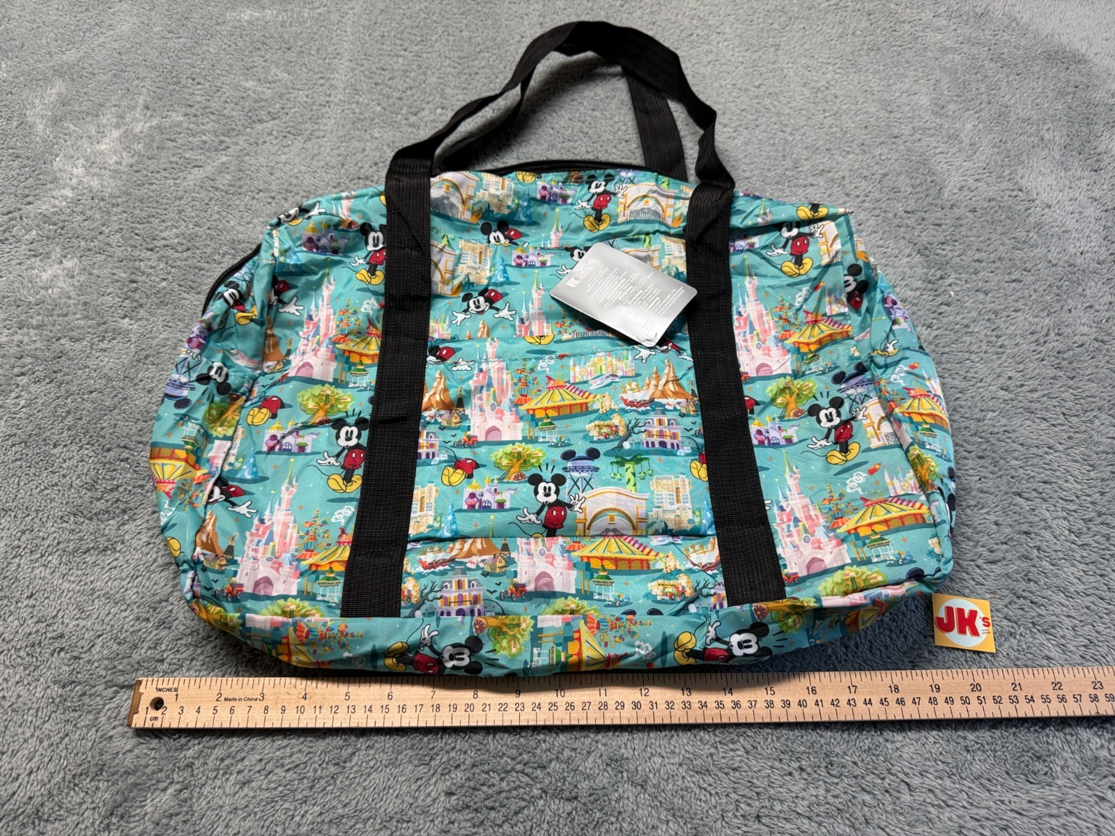 NEW Disneyland Paris Mickey Mouse Bag Tote Disney Green Folding Lightweight