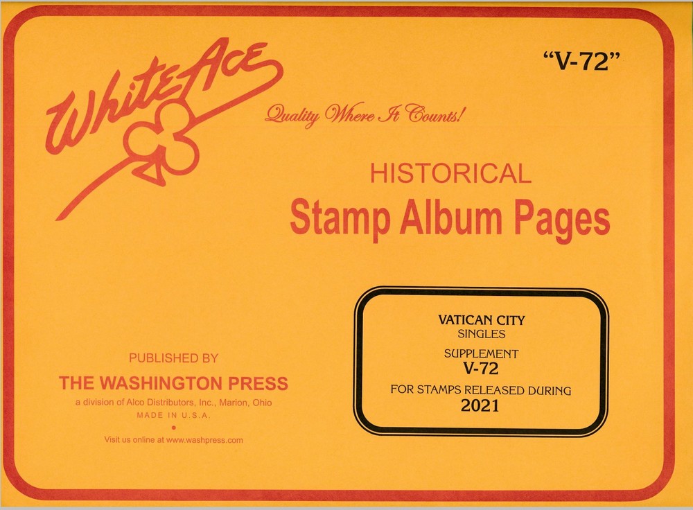 WHITE ACE 2021 Vatican City Singles Album Supplement V-72 for Stamps