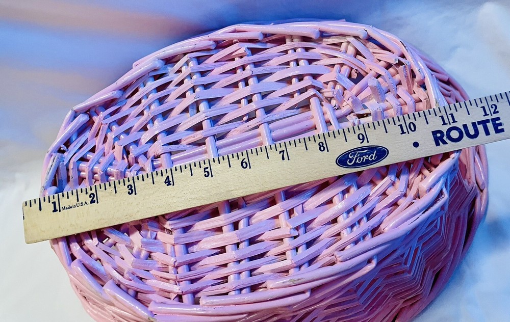 Oval Willow Pink Basket Wicker Easter Woven Tabletop Fruit Kitchen Decorative XL