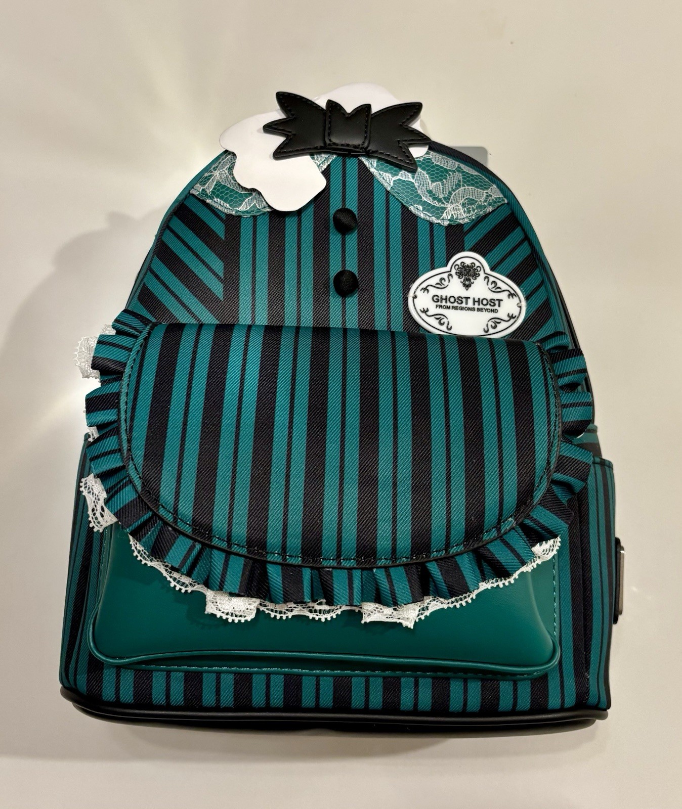Loungefly Disney Haunted Mansion Ghost Host Mini Backpack Teal Black