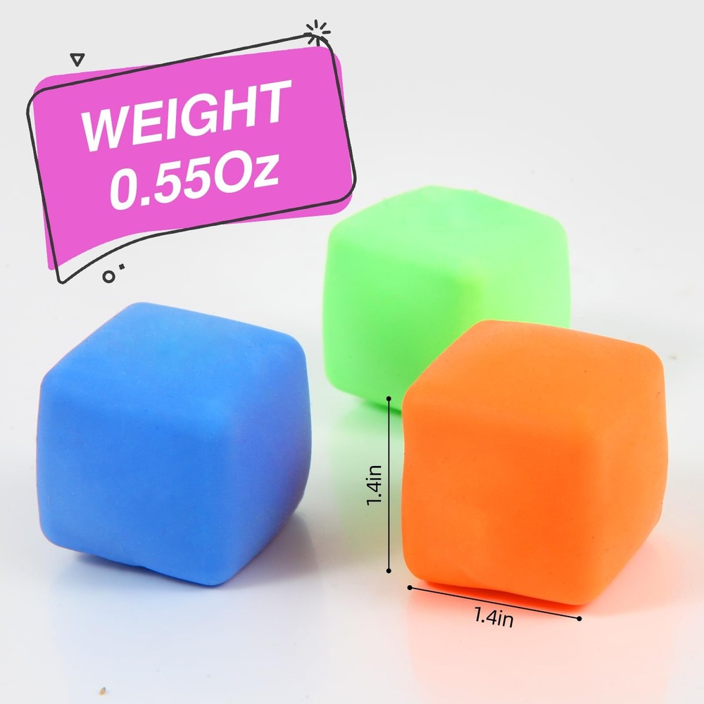 24 Pack Slow Rising Stress Cube , Dough Balls Soft Fidget Small