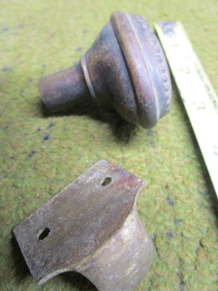 Vintage SINGLE Solid Brass Oval Doorknob with solid brass finger pull