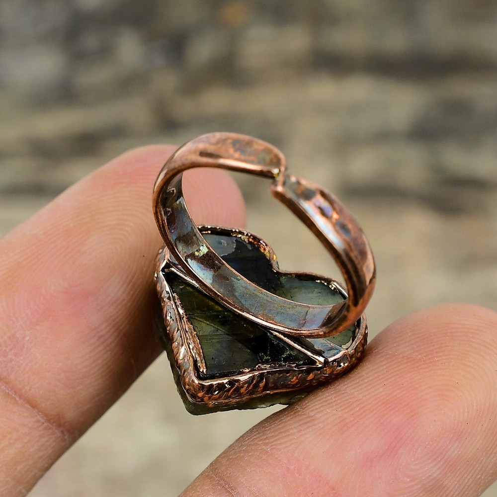 Labradorite Copper Sister Gift Electroformed Adjustable Ring Size Adjustable