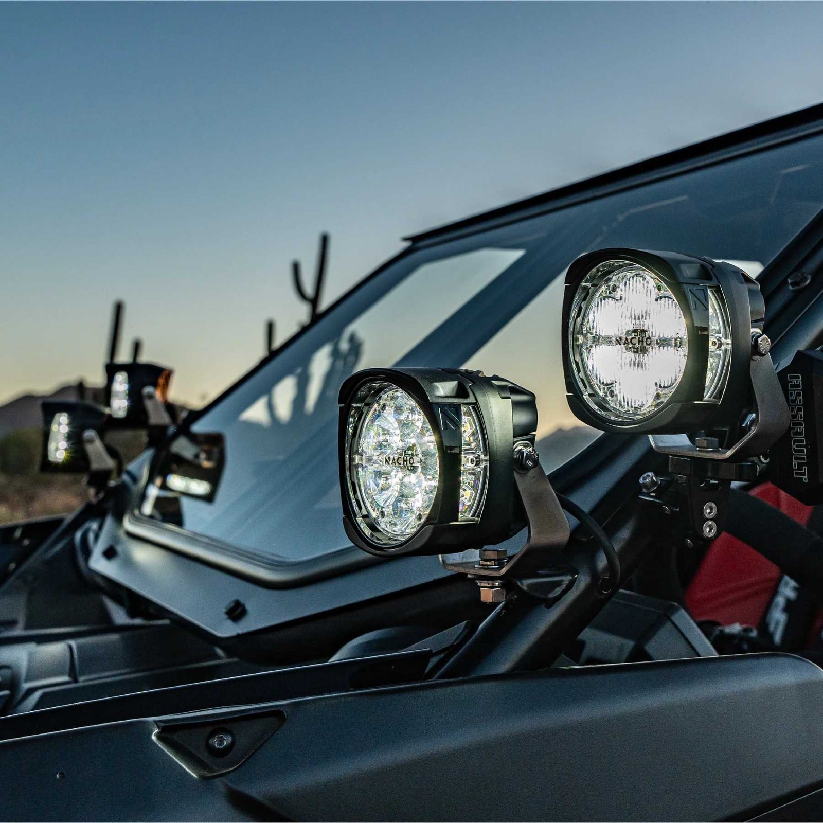 NACHO Quatro Spot 4-inch Offroad LED 120W Fog Lights Pair & Amber/Smoked Covers