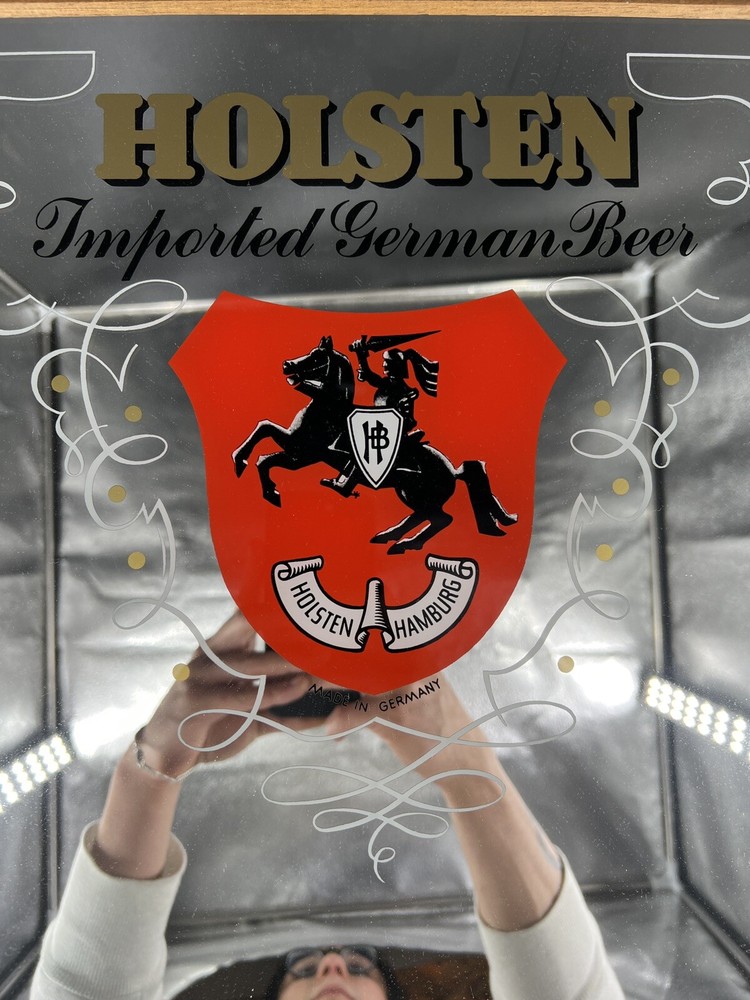 Vintage Holsten Imported German Man Cave Beer Mirror