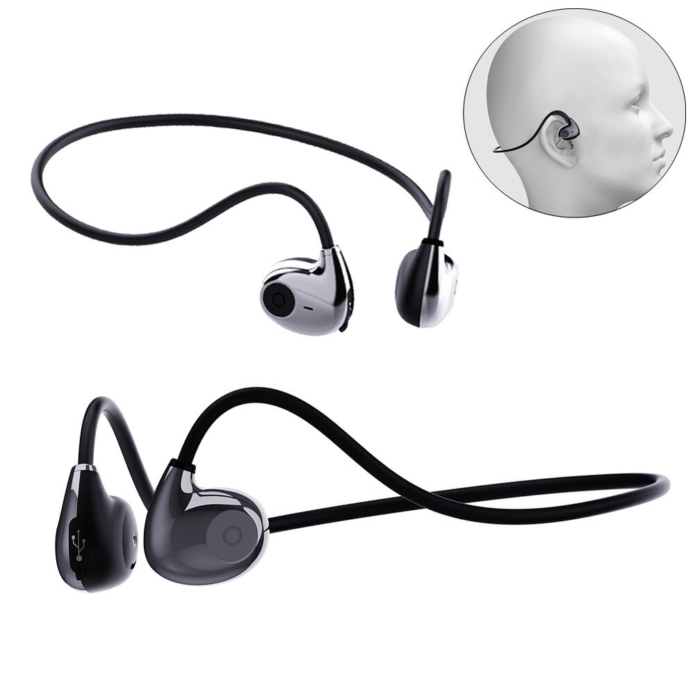 Bone Conduction Earphone Sport Wireless Headset Built-in Mic Hands-free Earpiece
