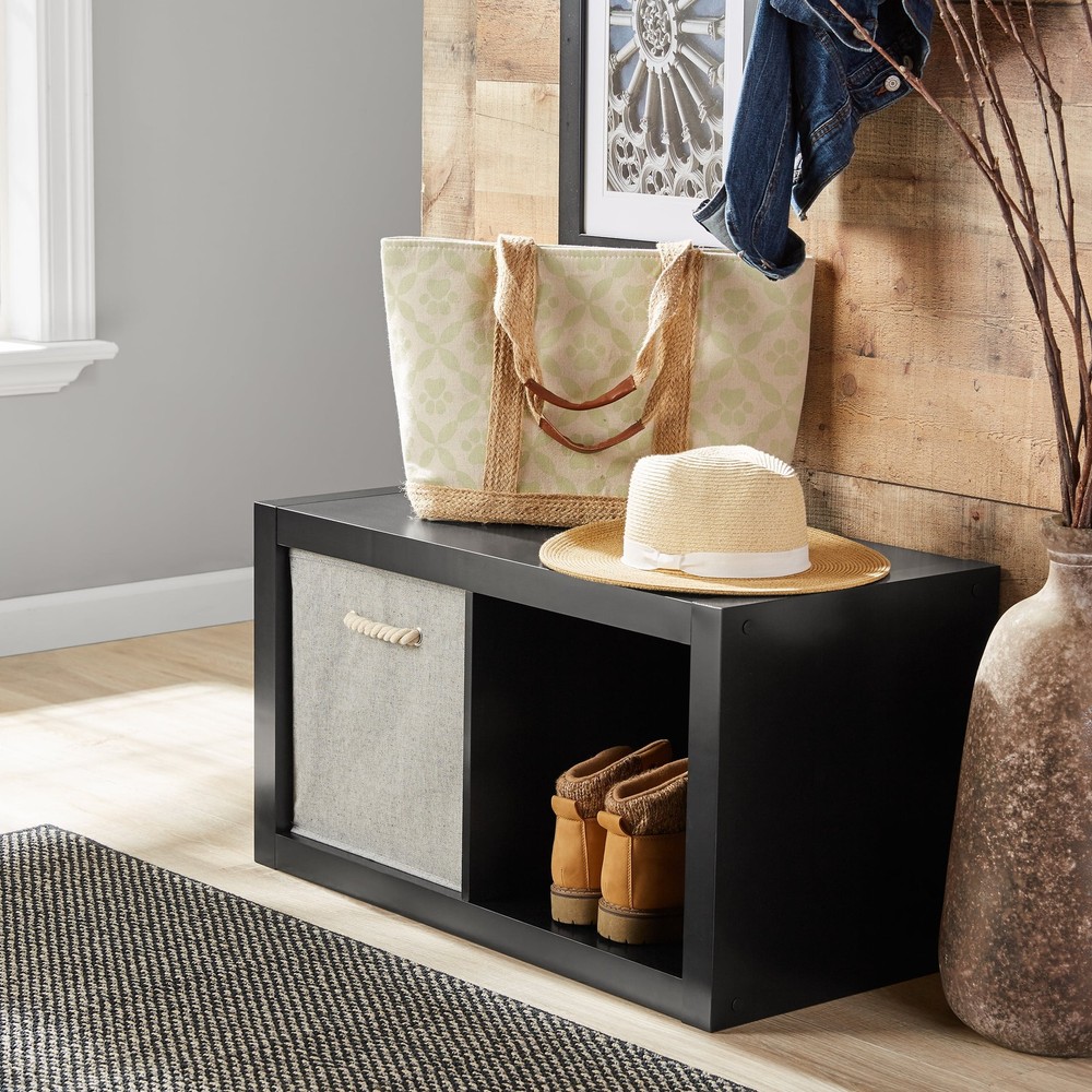 Better Homes & Gardens 2 Cube Storage Organizer, Solid Black