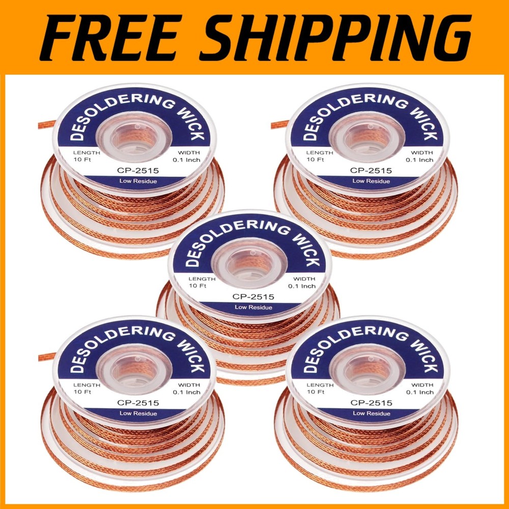 Solder Wick Braid 10ft - 5Pcs No-Clean Desoldering Tool