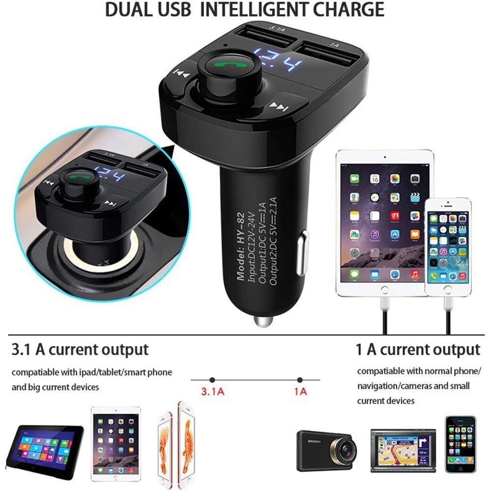 Bluetooth Car Kit FM Transmitter-Wireless Radio Adapter, MP3 Player, USB Charger