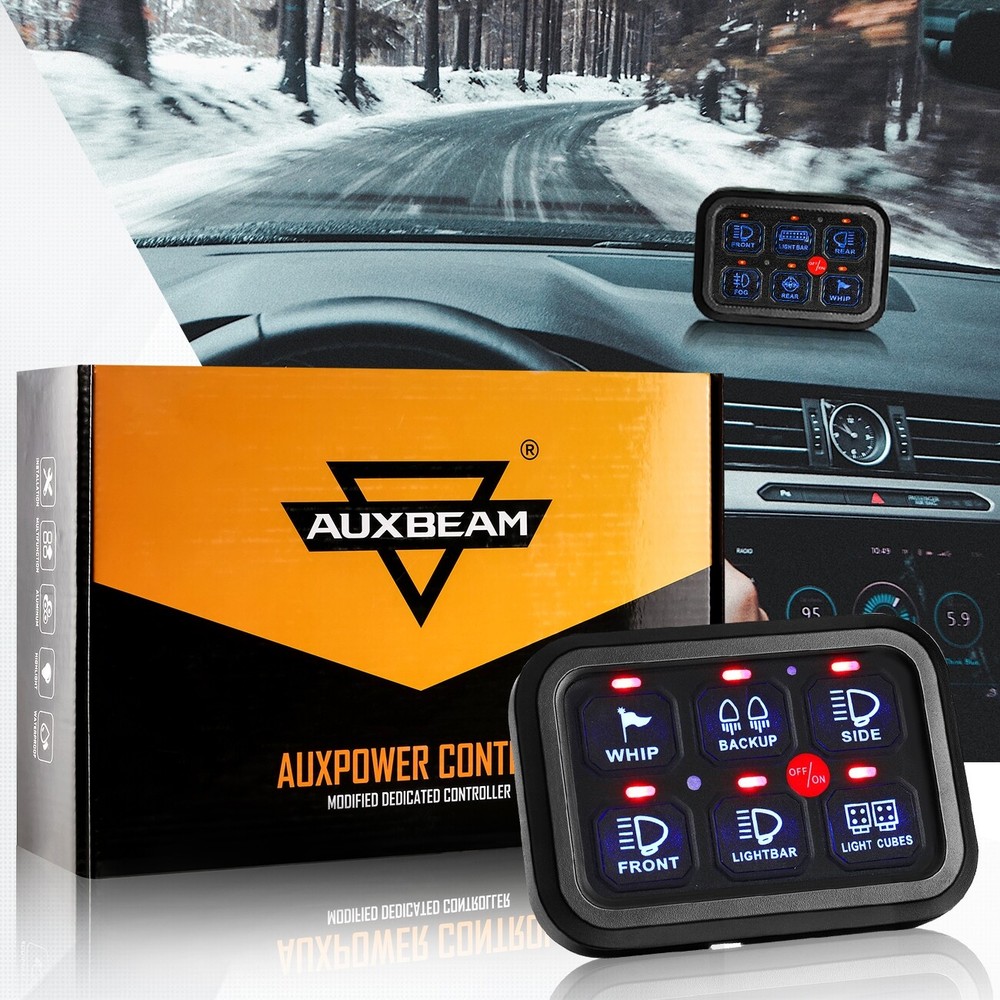 Auxbeam 6 Gang Switch Panel Automatic Dimmable LED Touch Control Panel Box Blue
