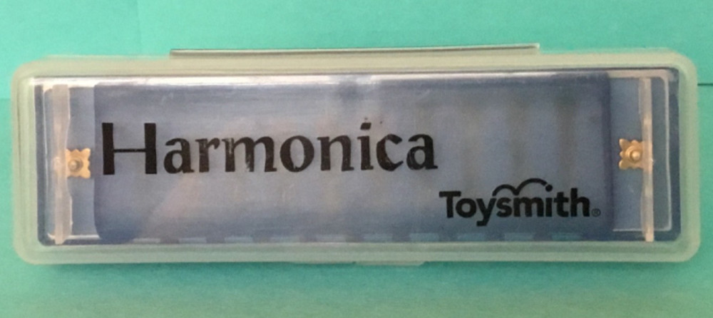 Toysmith Harmonica Translucent Blue in Clear Plastic Case