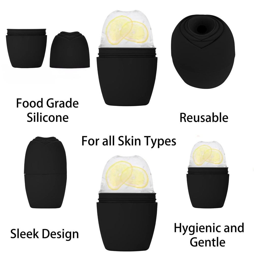 Evmliy 2Pack Ice Face Roller, Silicone Roller for to 2Pack, Black