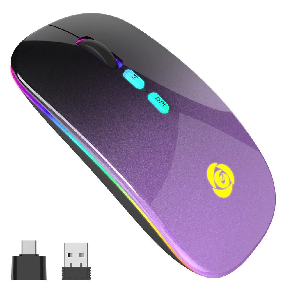 LED Wireless Mouse, Bluetooth Mouse &2.4GHz Instant Connection,Rechargeable U...