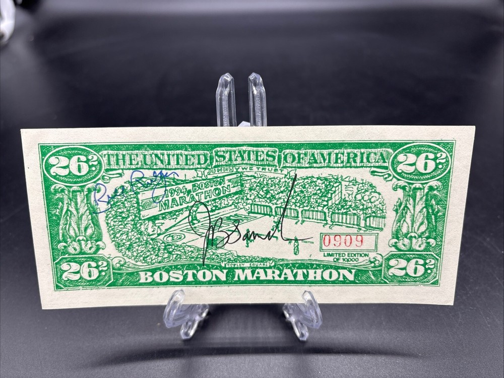 BILL RODGERS & JOAN BENOIT SAMUELSON Autographed $26.2 Bill - Boston - Lot395