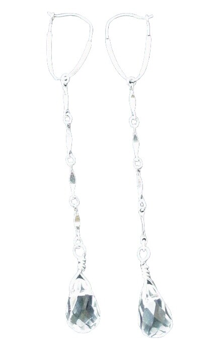 Sparkling Quartz Solid Sterling Silver Earrings | 2.75" long |