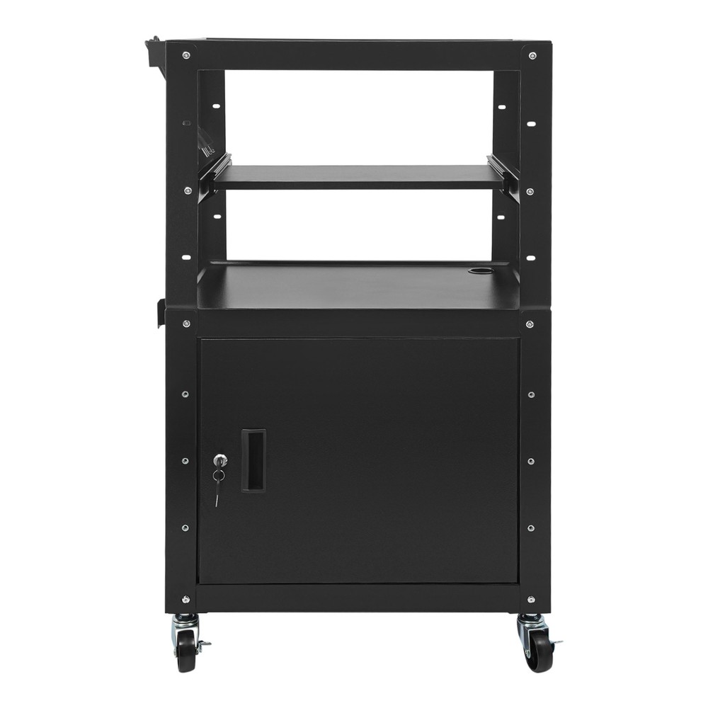 Portable Av Cart Multipurpose Rolling Small Office Laptop Table w/ Power Socket