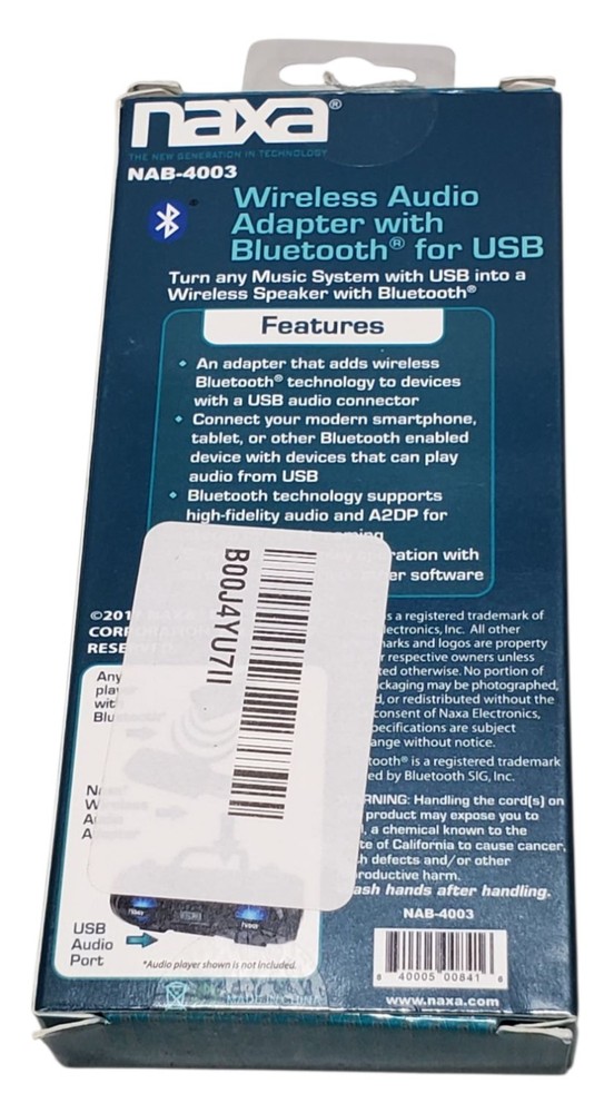 Naxa Wireless Audio Adapter with Bluetooth for USB