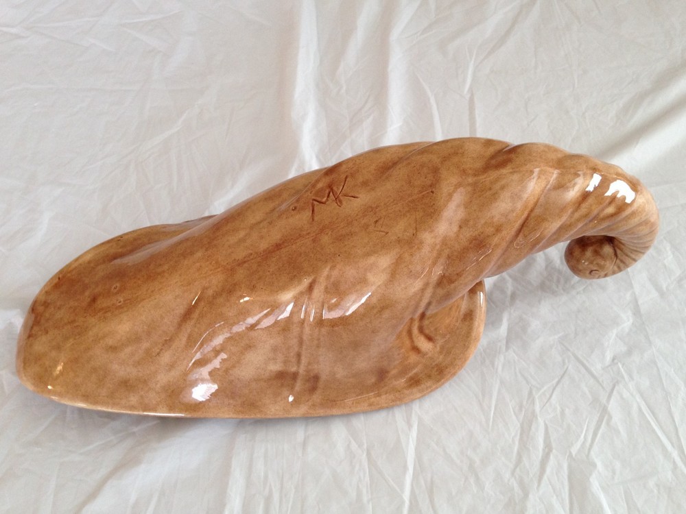 HAND PAINTED CERAMIC CORNICOPIA Signed MK on bottom