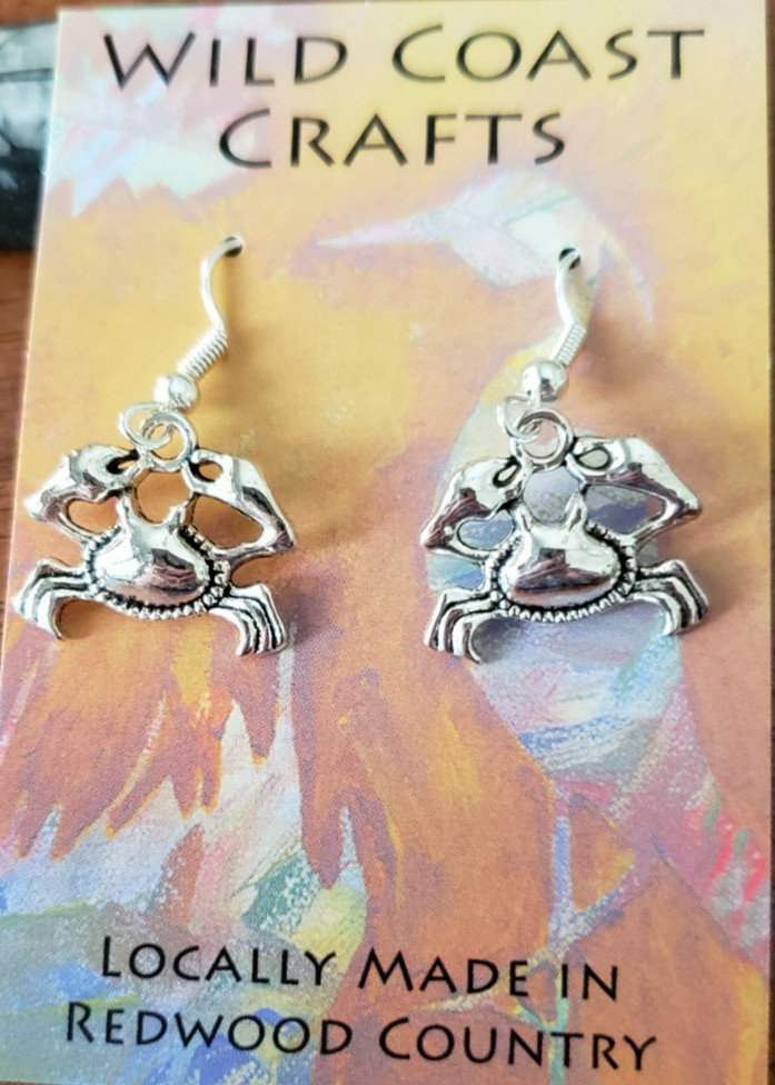 Silver Tone Crab Earrings