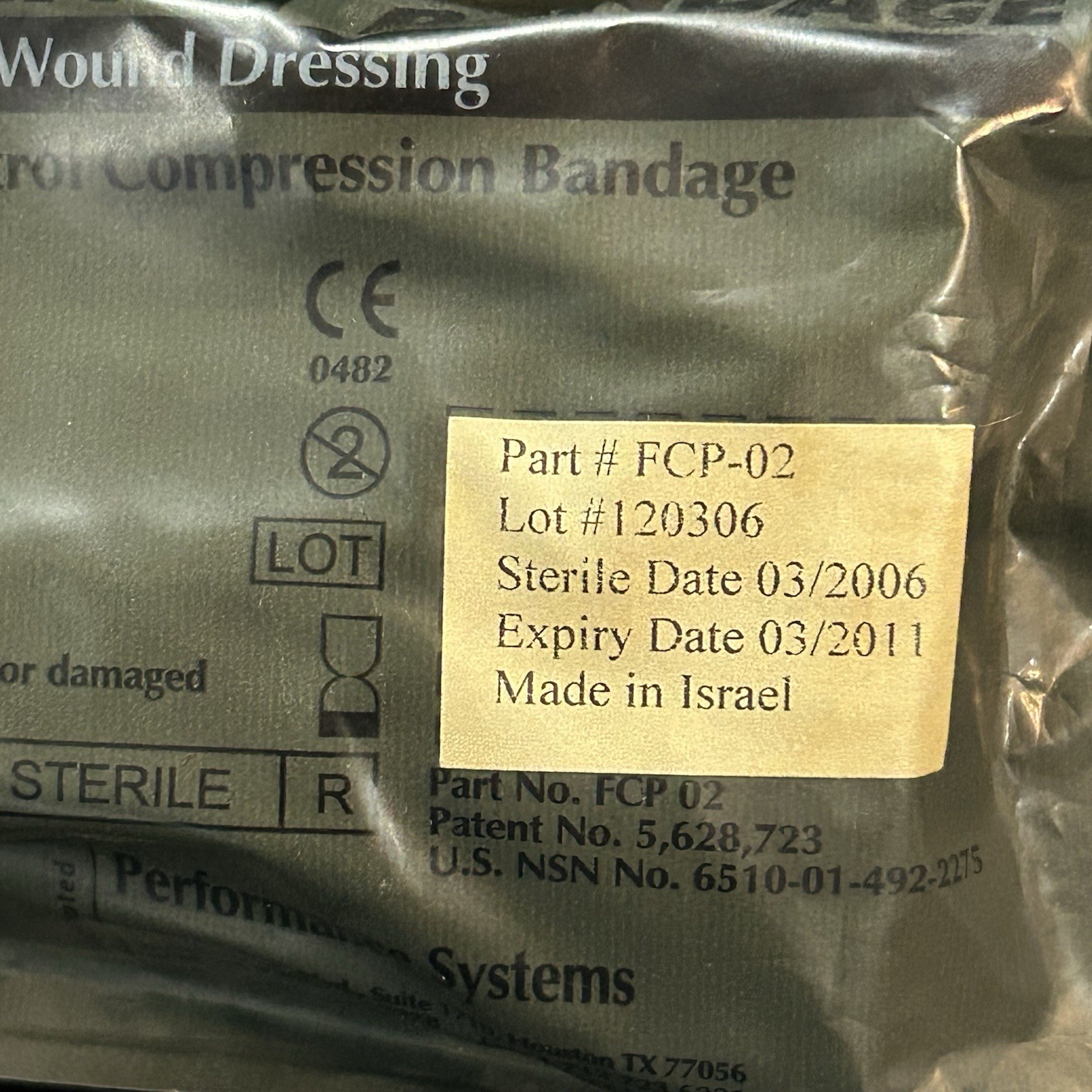 US Military Trauma Wound Dressing Hemorrhage Control Compression Bandage New