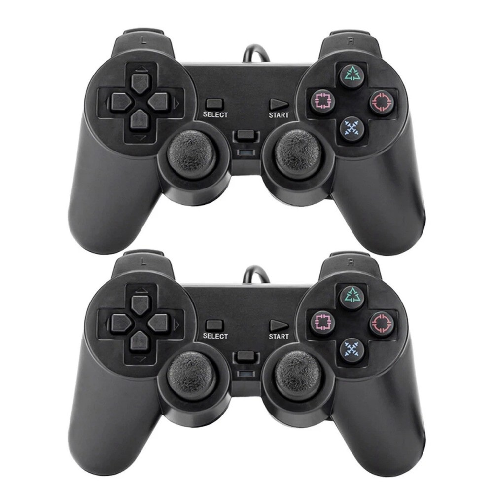 US 2 Pack Controller For PlayStation 2 PS2 Wired Black Joystick Joypad