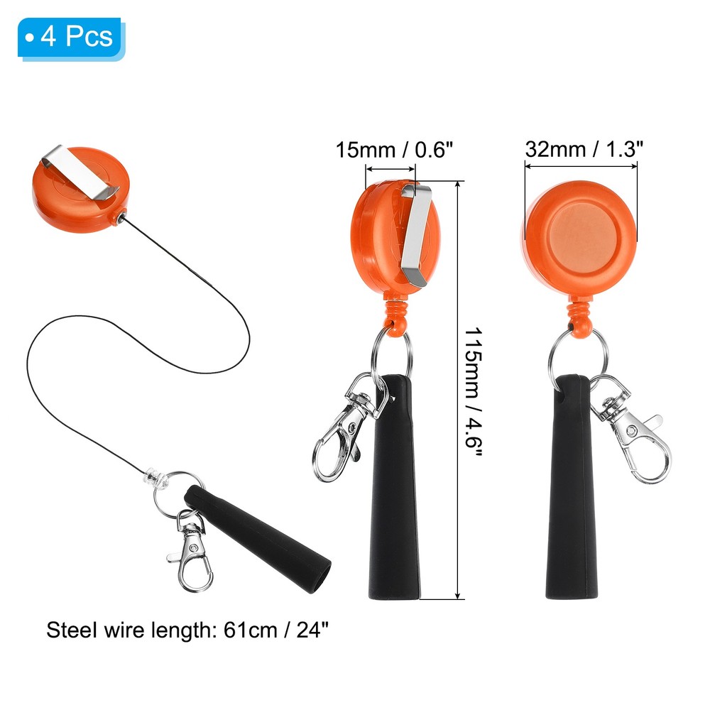 Retractable Pen Holder, 4pcs Pull Pen Pencil Holder Elastic Silicone, Orange