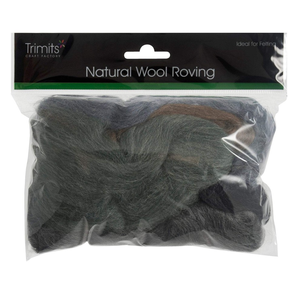 Natural Wool Roving: 50g: Assorted Melange