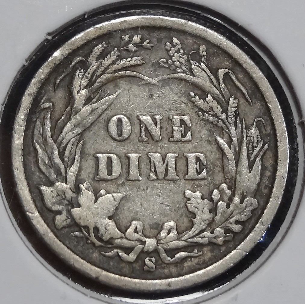 1896-S Barber Dime, Very Good+, Discounted Better Date 0327-08