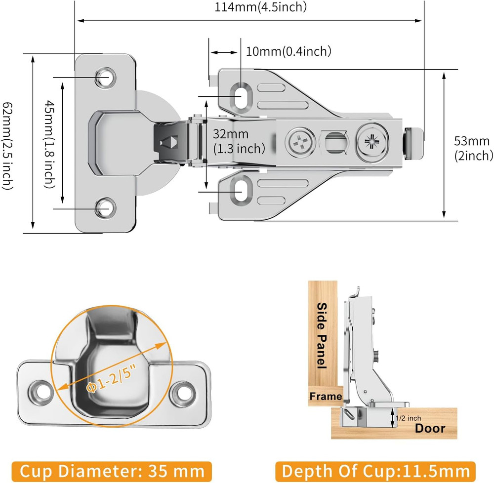 50 Pack Soft Close Concealed Hinges for Smooth Door Operation
