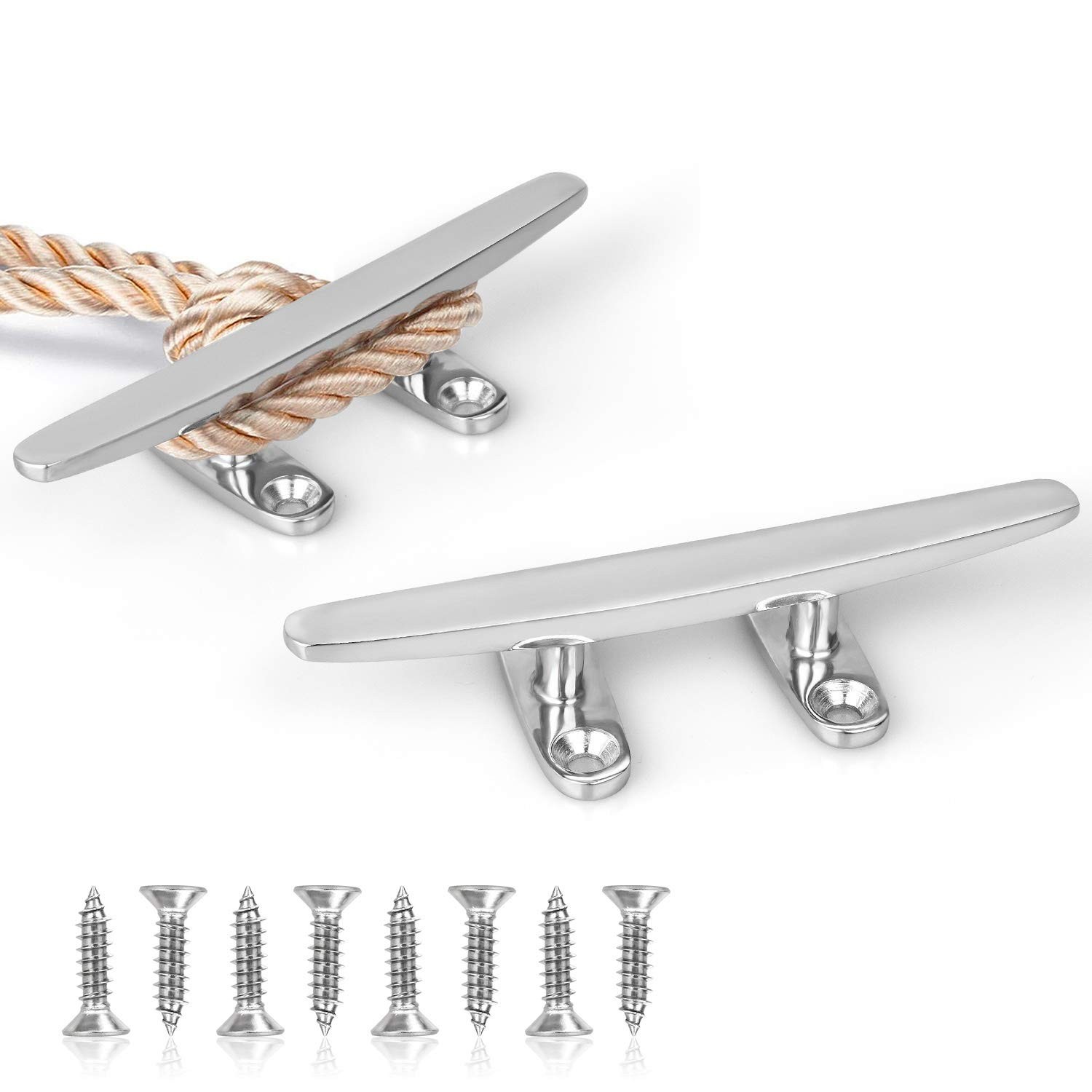 Boat Cleat Small Dock Cleat 2 PCS 4 Inch Open Base 316 Stainless Steel Tie Hook