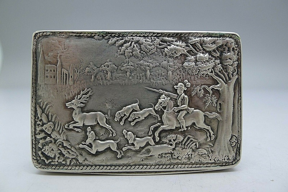 CZECHOSLOVAKIA RARE c.1880 SOLID SILVER DOUBLE SIDED SNUFF BOX RARE FIND