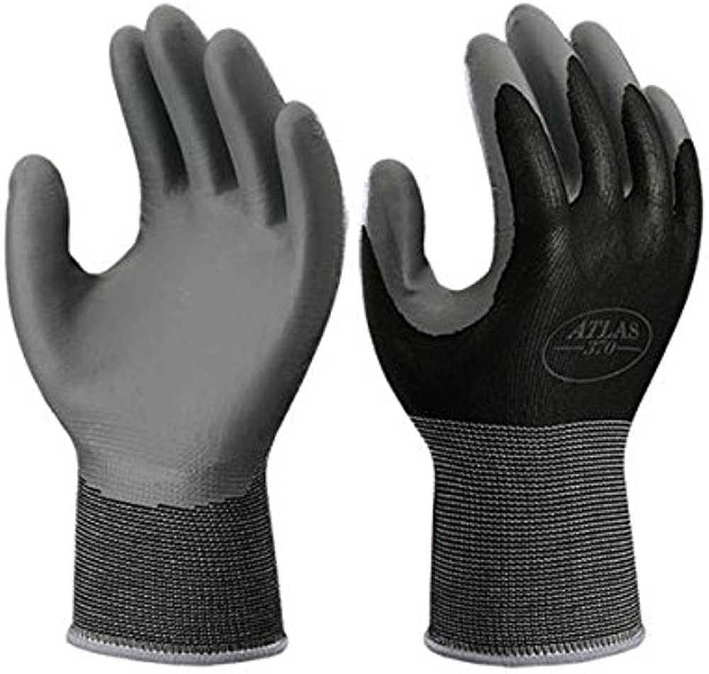 Showa Atlas 370 Black Nitrile Coated Gardening Work Gloves (Sizes: SM-XL)