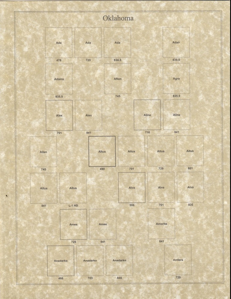 Oklahoma Precancel Town & Type 28 Pages in Sheet Protectors