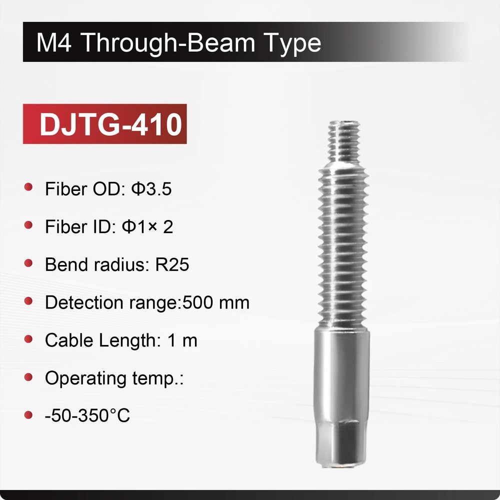 Fiber Optic Sensor 350°C M3 M4 M6 High Temp Quartz Diffuse Through Beam Head