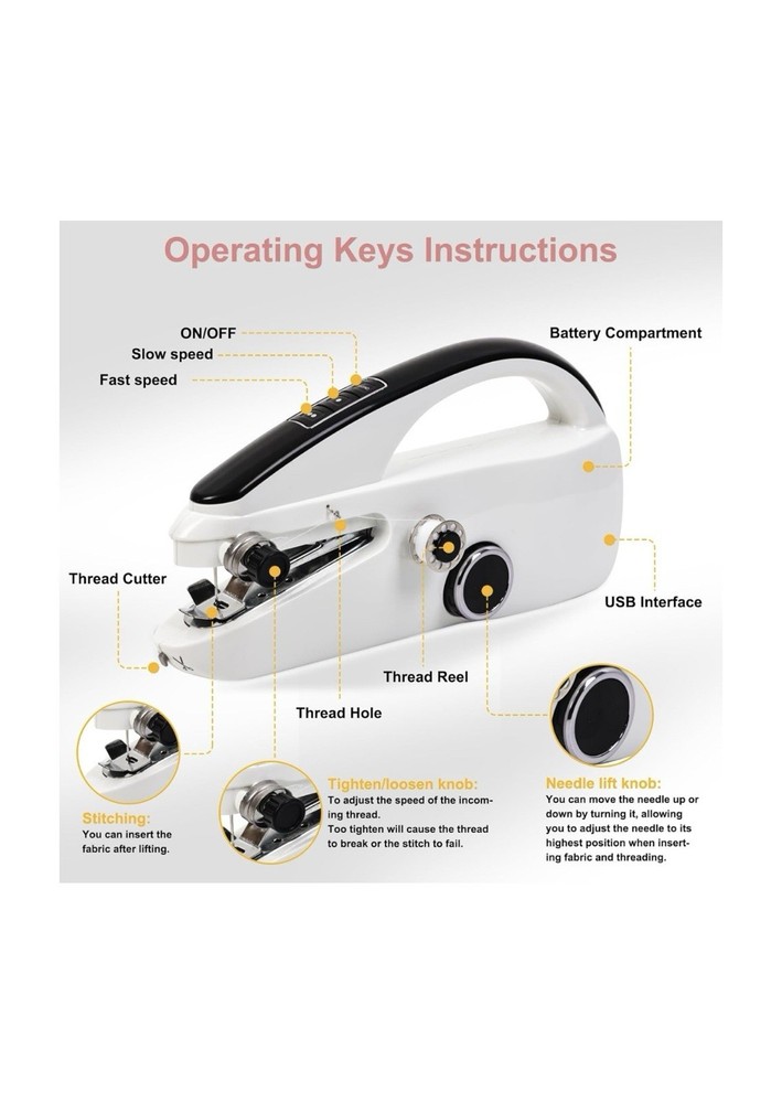 Handheld Sewing Machine for Quick Stitching, Easy to Operate Mini Portable Hand