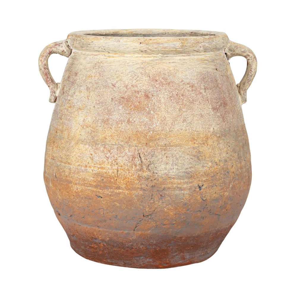 Whitewashed Terra-Cotta Urn, Beige